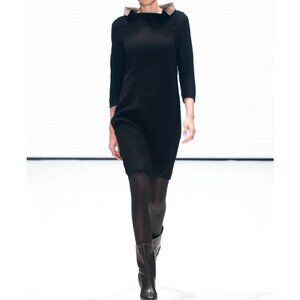 Annette Görtz Black "Senta" Dress with Removable Calfskin Collar